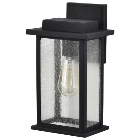 Nuvo Sullivan 1-Lgt Medium Wall Lantern - Matte Black / Clear Seeded Glass 60/7375